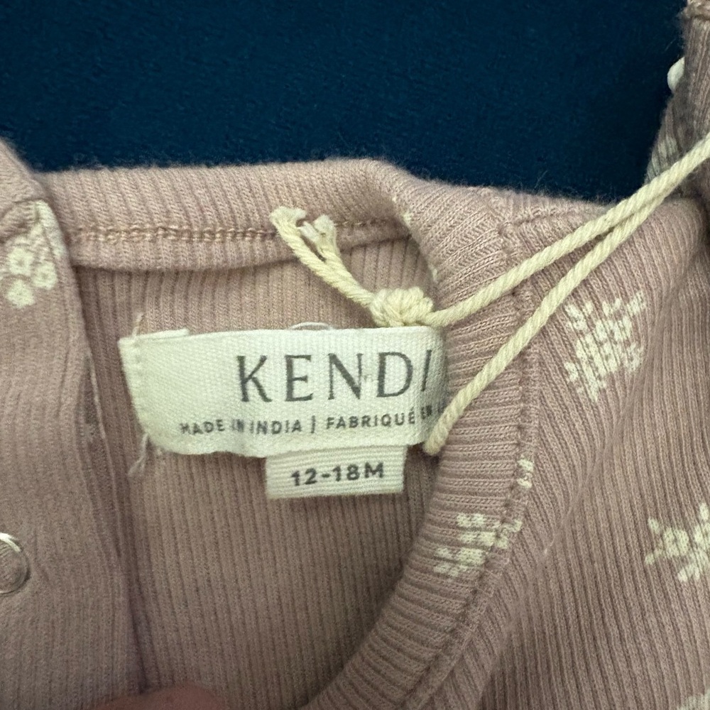 NWT KENDI Dusty Rose Floral Ribbed Baby One-Piece & Pants Set - Picture 2 of 6